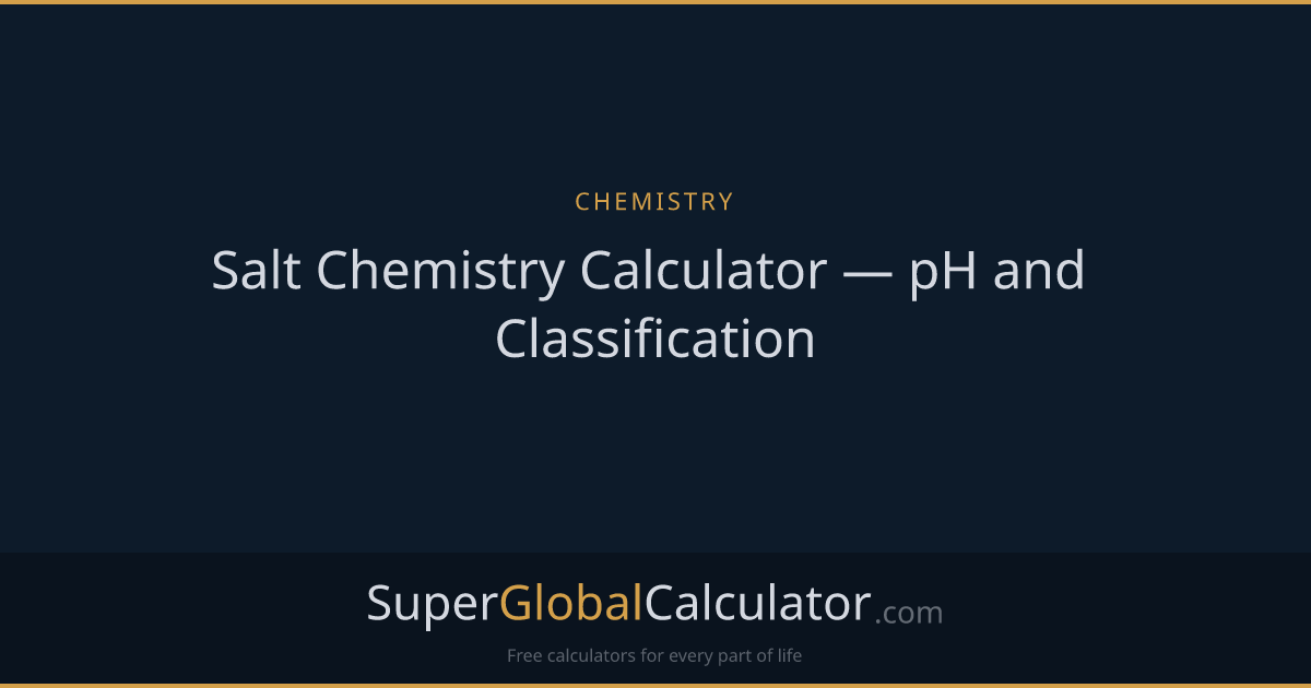 Salt Chemistry Calculator — pH and Classification