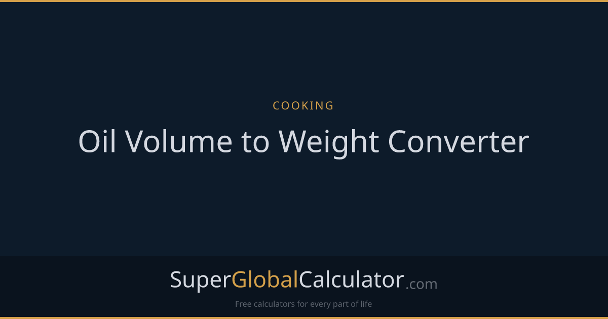 Oil Volume to Weight Converter