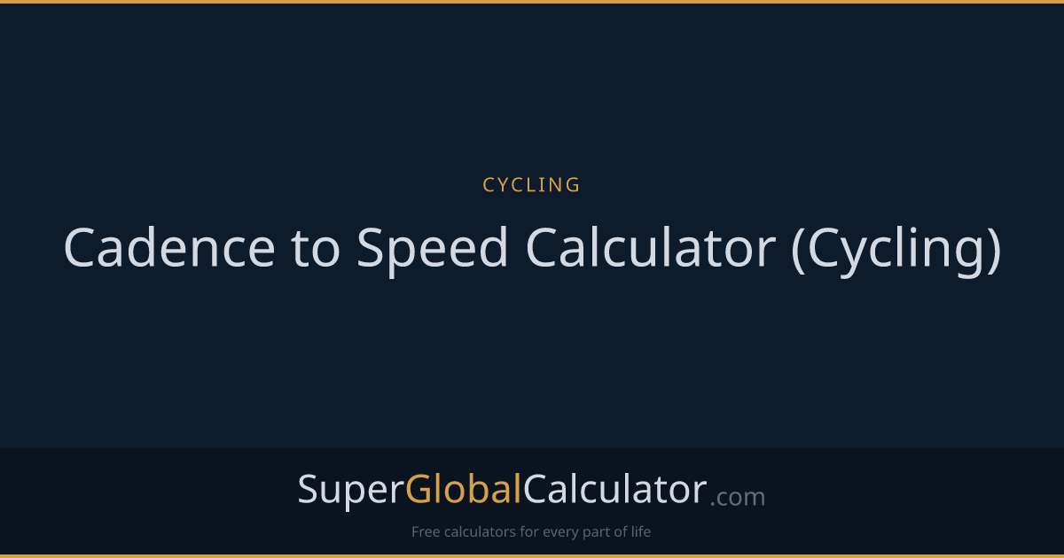Cadence to Speed Calculator (Cycling)