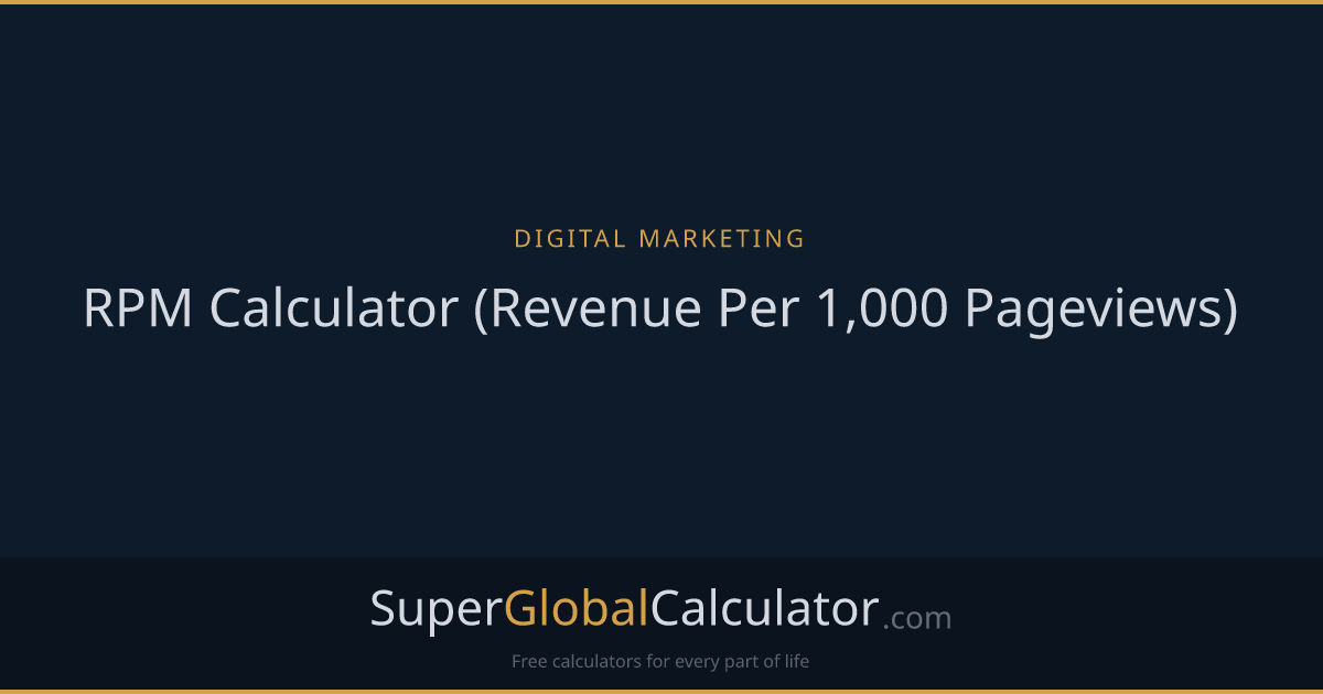 RPM Calculator (Revenue Per 1,000 Pageviews)