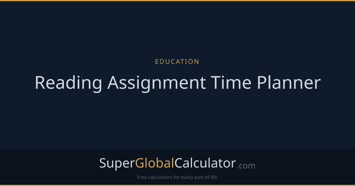 Reading Assignment Time Planner