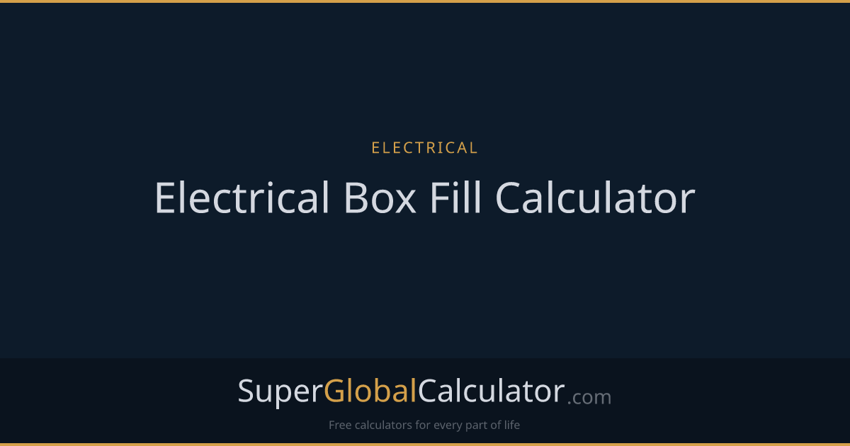 Electrical Box Fill Calculator