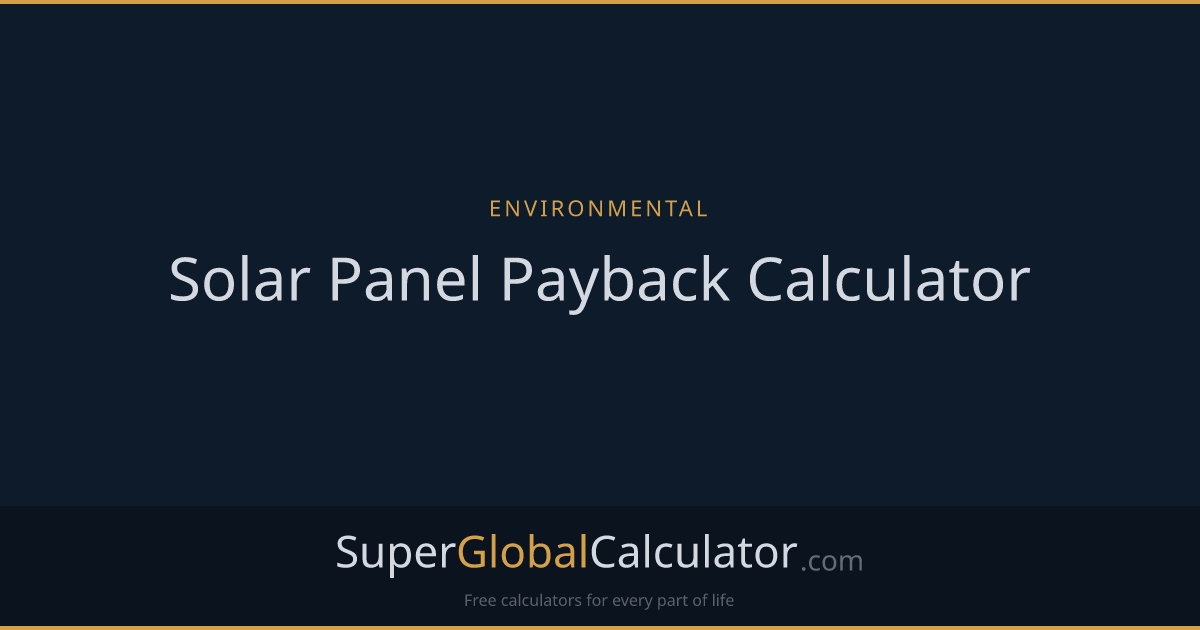 Solar Panel Payback Calculator