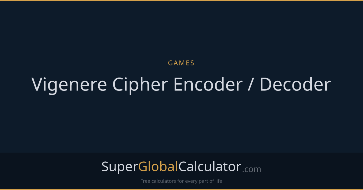 Vigenere Cipher Encoder / Decoder