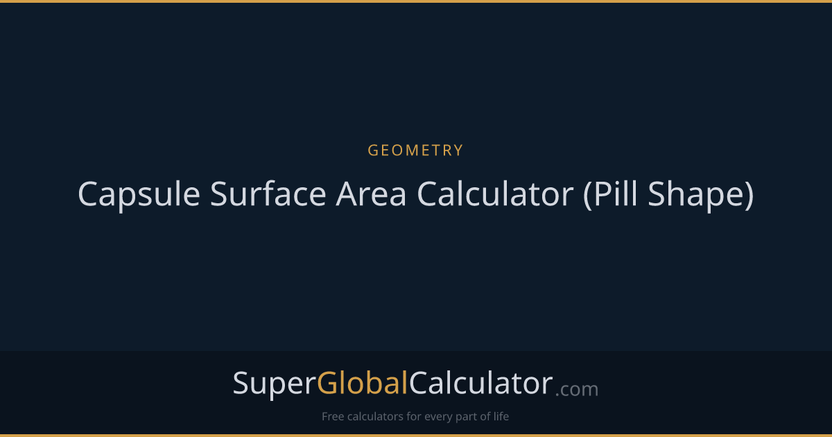Capsule Surface Area Calculator (Pill Shape)