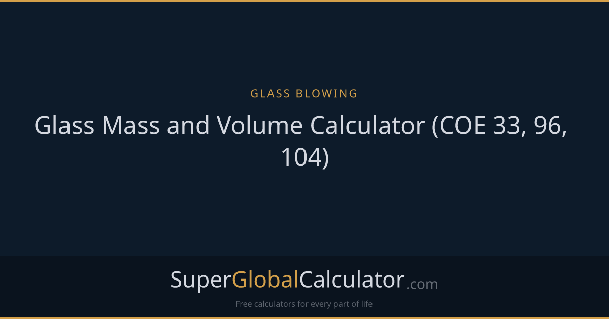 Glass Mass and Volume Calculator (COE 33, 96, 104)
