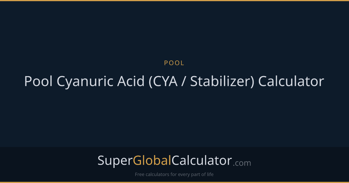 Pool Cyanuric Acid (CYA / Stabilizer) Calculator