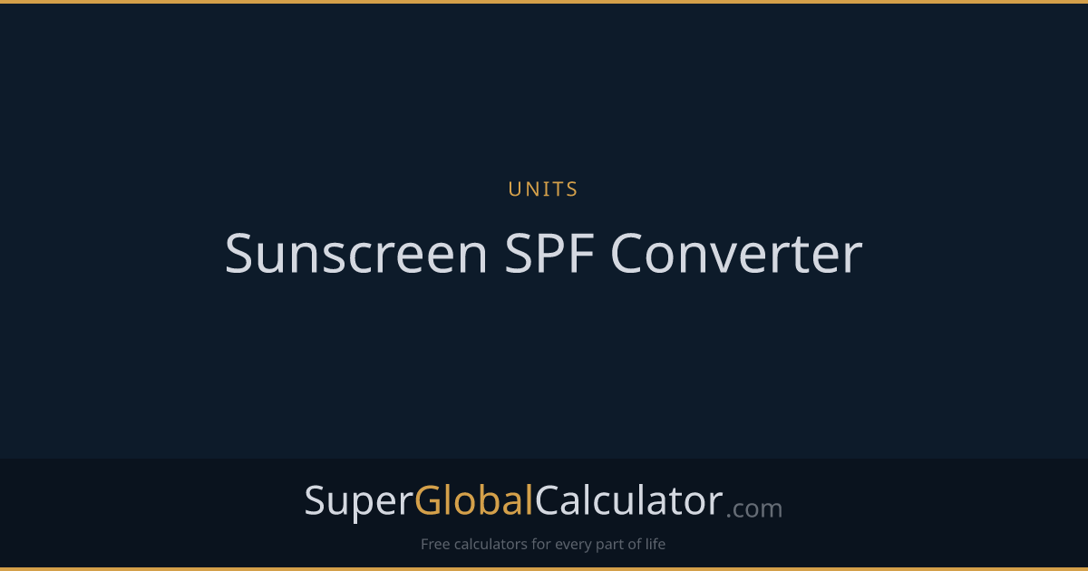 Sunscreen SPF Converter